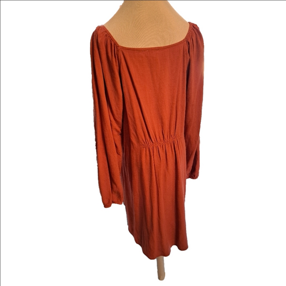 Umgee Dress Coral Loose Fitting Long Sleeve Linen Blend. Size Small - Picture 4 of 9